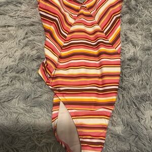 No Boundaries Pink and Yellow Striped One Piece Swimsuit